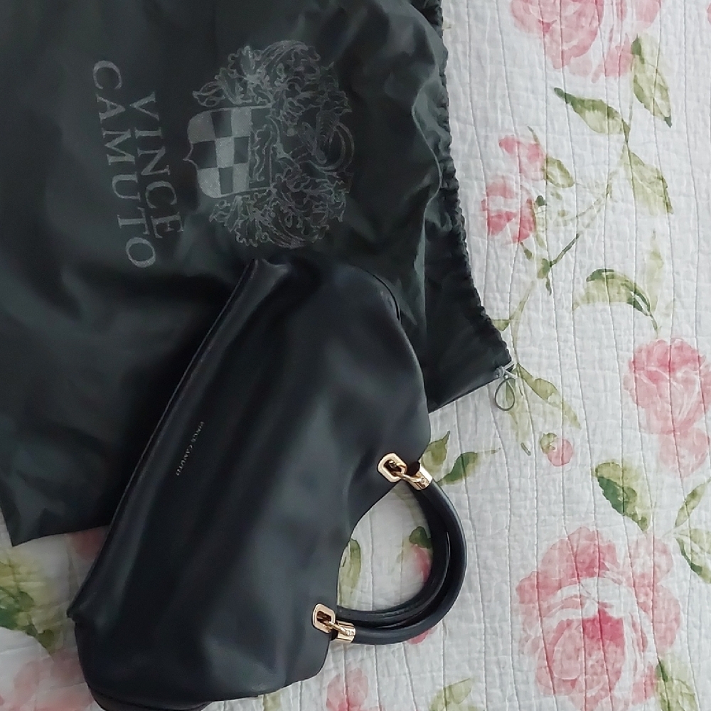 Vince Camuto Black and Gold Clutch with Minimalist Design
